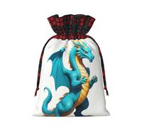 WZYCWB Data Dragon Firewall Christmas Gift Bags for Christmas Party Supplies Decorations, 8.3 * 11.8 Inch Colorblock Burlap Drawstring Gift Bags,