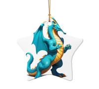 WZYCWB Data Dragon Firewall patterned Star Shape ceramic pendant, perfect for decorating your home Christmas tree for winter parties