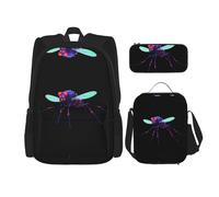 WZYCWB Data Mosquito Virus Backpack (3-piece set), large capacity backpack, student school bag, pencil case, lunch bag combination