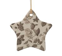 WZYCWB Dead Leaves patterned Star Shape ceramic pendant, perfect for decorating your home Christmas tree for winter parties