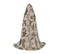 WZYCWB Dead Leaves Printed Medium Hooded Cape, Holiday Party Costume, Carnival Party Prop, Sizes S/M/L