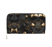 WZYCWB Deer by the river Leather clutch bags zipper wallets and card holders are perfect for travel or daily use, Black And Gold Plaid, One Size