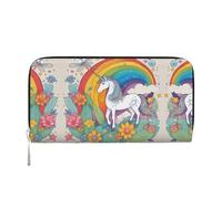 WZYCWB Deer by the river Leather clutch bags zipper wallets and card holders are perfect for travel or daily use, Cartoon Unicorns, One Size