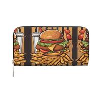 WZYCWB Deer by the river Leather clutch bags zipper wallets and card holders are perfect for travel or daily use, Cartoon Oversized Burgers, One Size