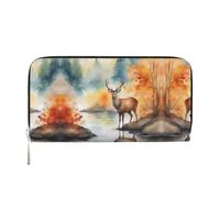 WZYCWB Deer by the river Leather clutch bags zipper wallets and card holders are perfect for travel or daily use, Deer By The River, One Size