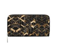 WZYCWB Deer by the river Leather clutch bags zipper wallets and card holders are perfect for travel or daily use, Black And Gold Plaid 2, One Size