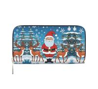 WZYCWB Deer by the river Leather clutch bags zipper wallets and card holders are perfect for travel or daily use, Cute Christmas Deer, One Size
