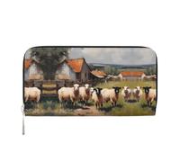 WZYCWB Deer by the river Leather clutch bags zipper wallets and card holders are perfect for travel or daily use, Cute Farm Animals, One Size