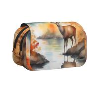 WZYCWB Deer by the river Portable Pencil Case ideal for organizing pens in the office or storing makeup brushes