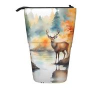 WZYCWB Deer by The River Printed Retractable Pen Holder Suitable for use as a Simple Cosmetic Bag, Wallet, etc.