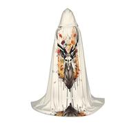 WZYCWB Deer head in frame Printed Hooded Cape | Cosplay Costume, Halloween Anime Party Prop - Small