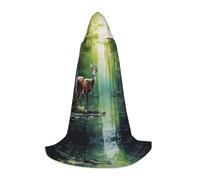 WZYCWB Deer in the forest Printed Hooded Cape | Cosplay Costume, Halloween Anime Party Prop - Medium