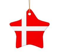 WZYCWB Denmark Danish Flag patterned Star Shape ceramic pendant, perfect for decorating your home Christmas tree for winter parties