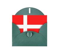 WZYCWB Denmark Danish Flag Printed Dark Green Pearlescent Paper Holiday Card with Envelope. Suitable for birthday wishes wedding congratulations and condolences.