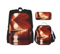 WZYCWB Desert Architecture Backpack set (3-piece set) - student school bag + pencil case + lunch bag, large capacity backpack, Black, One Size