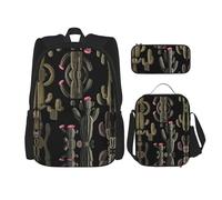 WZYCWB Desert Cactus Backpack set (3-piece set) - student school bag + pencil case + lunch bag, large capacity backpack