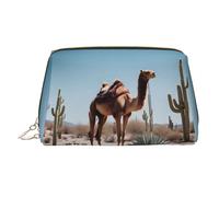 WZYCWB Desert Cute Camel Printed Leather Cosmetic Bag - Stylish and Portable Cosmetic Storage Bag
