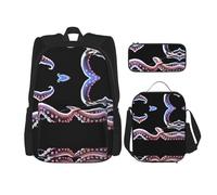 WZYCWB Devil's tentacles Campus life backpack set (3 pieces) - school bag + pencil case + lunch bag, meet all the daily needs of students!