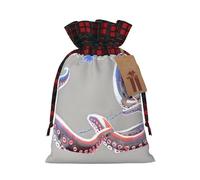 WZYCWB Devil's tentacles Christmas Gift Bags for Christmas Party Supplies Decorations, 8.3 * 11.8 Inch Colorblock Burlap Drawstring Gift Bags,
