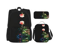 WZYCWB Dictatorship Rose Campus life backpack set (3 pieces) - school bag + pencil case + lunch bag, meet all the daily needs of students!