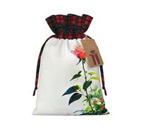 WZYCWB Dictatorship Rose Christmas Gift Bags for Christmas Party Supplies Decorations, 8.3 * 11.8 Inch Colorblock Burlap Drawstring Gift Bags,