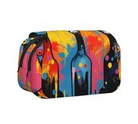 WZYCWB different colored dogs Patterned Portable Pencil Case ideal for organizing pens in the office or storing makeup brushes
