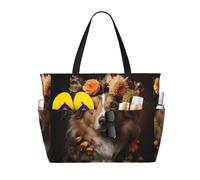 WZYCWB Dog Girl with Flowers Foldable beach travel bag, large capacity beach bag with zipper, perfect for shopping bags, pool, gym, travel shopping,