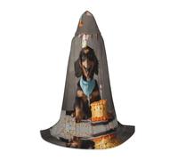 WZYCWB dog with birthday hat Printed Hooded Cape | Cosplay Costume, Halloween Anime Party Prop - Large