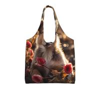 WZYCWB Dogs and Roses Printed Single Shoulder Commuter Canvas Bag, Grocery Shopping Bag, Daily Use Canvas Bag