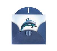 WZYCWB Dolphin jump Printed Blue Pearlescent Paper Holiday Cards 6x4 Inches - With Envelopes for Birthdays, Weddings, and Condolences