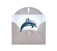 WZYCWB Dolphin jump Printed Gray Pearlescent Paper Holiday Cards 6x4 Inches - With Envelopes for Birthdays, Weddings, and Condolences