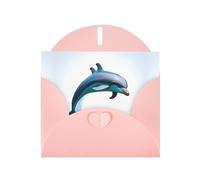 WZYCWB Dolphin jump Printed Pink Pearlescent Paper Holiday Cards 6x4 Inches - With Envelopes for Birthdays, Weddings, and Condolences