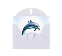 WZYCWB Dolphin jump Printed White Pearlescent Paper Holiday Cards 6x4 Inches - With Envelopes for Birthdays, Weddings, and Condolences