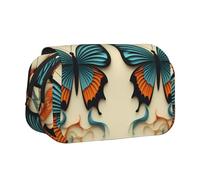 WZYCWB Double Butterfly Pattern Patterned Portable Pencil Case ideal for organizing pens in the office or storing makeup brushes