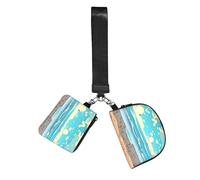 WZYCWB Double Pocket Wristlet Coin Purse, Unisex, Polyester, Zip Closure, 10 x 12 x 3 cm, Beach Print, 2 Compartments