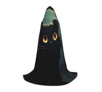 WZYCWB Doubtful Cat Head Printed Hooded Cape | Cosplay Costume, Halloween Anime Party Prop - Medium