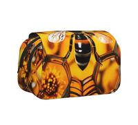 WZYCWB Doughnut Bee Patterned Portable Pencil Case ideal for organizing pens in the office or storing makeup brushes