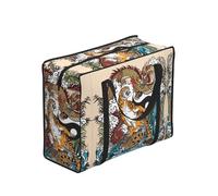 WZYCWB Dragon and Tiger Print Tote Bag for Adults, One Size, 600D Oxford Polyester with Vinyl Lining, Zippered Closure, 40 x 53 x 23 cm, Foldable and Water-Resistant