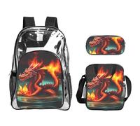 WZYCWB Dragon King in Fire Printed backpack set | Lunch bag and pencil case | Perfect for work, business trips, and vacations.