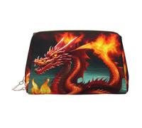 WZYCWB Dragon King in Fire Printed Leather Cosmetic Bag for Women - Stylish and Soft, Durable