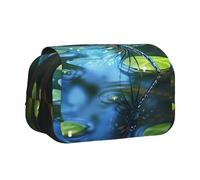WZYCWB Dragonflies on lotus leaves Patterned Portable Pencil Case ideal for organizing pens in the office or storing makeup brushes