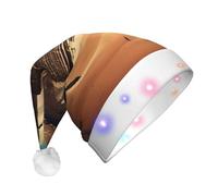 WZYCWB Dreaming of the Pyramids of Khufu Adult Santa Hats, Plush New Year Christmas Party Gifts, Unisex New Year LED Light Santa Hats