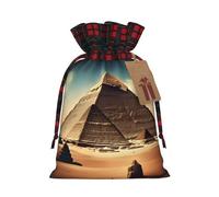 WZYCWB Dreaming of the Pyramids of Khufu Christmas Gift Bags, Burlap Drawstring Gift Bags for Christmas Party Supplies Decoration Bags, 8.3 * 11.8 Inch