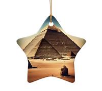 WZYCWB Dreaming of the Pyramids of Khufu patterned Star Shape ceramic pendant, perfect for decorating your home Christmas tree for winter parties