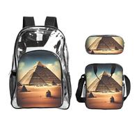 WZYCWB Dreaming of the Pyramids of Khufu Printed backpack set | Lunch bag and pencil case | Perfect for work, business trips, and vacations.