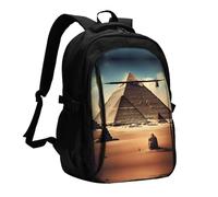 WZYCWB Dreaming of the Pyramids of Khufu Printed laptop backpack, business men's commuter backpack, computer bag with USB port charging