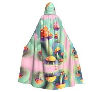 WZYCWB Dreamy Little Mushroom Halloween hooded cloak, unisex fashion cloak suitable for Halloween cosplay party