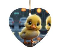 WZYCWB duckling standing patterned Heart Shape ceramic pendant, perfect for decorating your home Christmas tree for winter parties