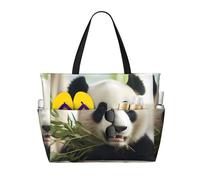 WZYCWB Dumb Panda Foldable beach travel bag, large capacity beach bag with zipper, perfect for shopping bags, pool, gym, travel shopping,