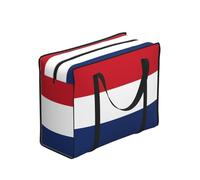 WZYCWB Dutch Flag Portable Shopping Storage Tote Bag for Adults, 48.7L Capacity, Polyester, Zippered, 53x40x23cm, Foldable with Reinforced Handles